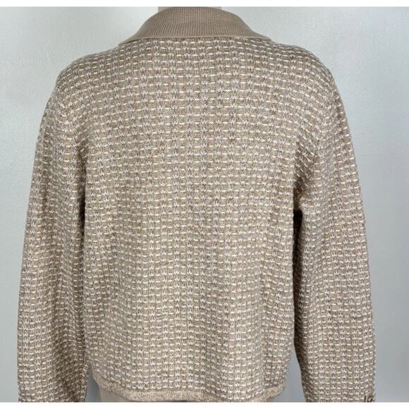 NEW Talbots Womens XS Polo Cardigan Dash Stripe Beige Tan Button Front Sweater - Picture 8 of 8